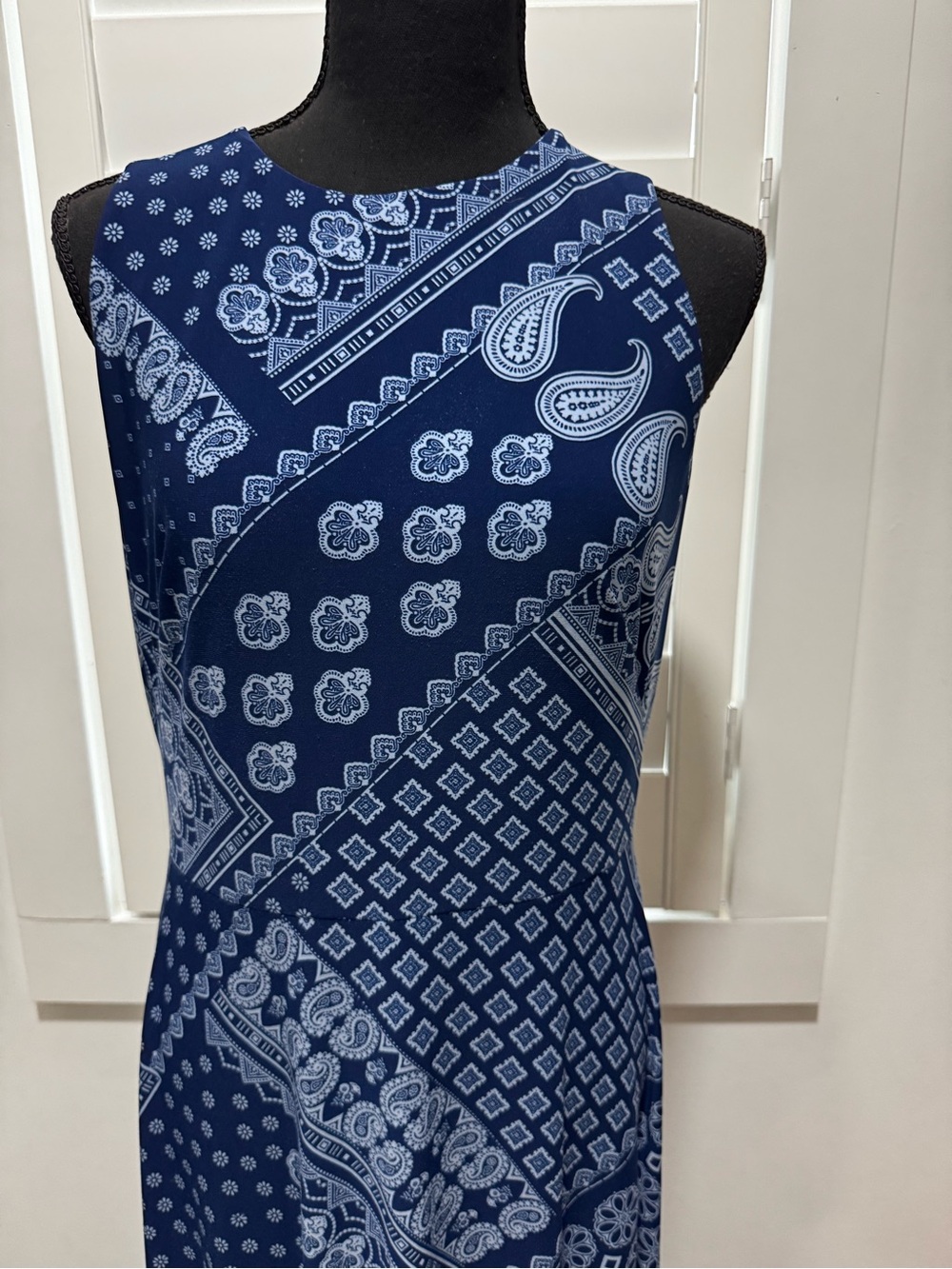 Lauren Ralph Lauren Bandana Patchwork Maxi Dress Blue Size 8 - Picture 2 of 8